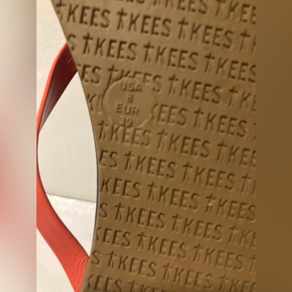 Tkees Sandals Womens Size 8 Leather Contours Colorblock Navy, Gold, Orange - Picture 6 of 8